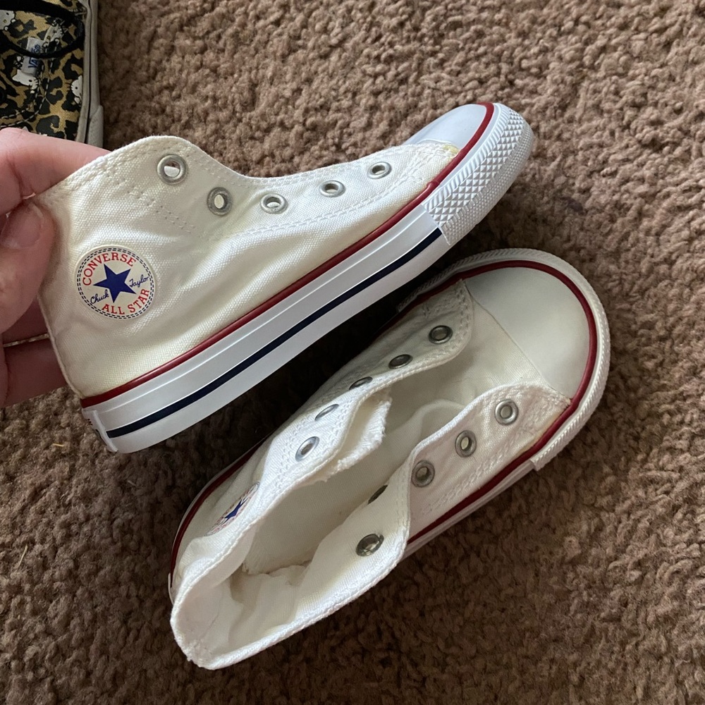 White  High top converse toddler 9